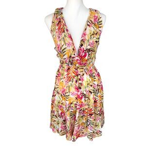 Rip Curl Surfer Deep V-Neck Open Back Swimsuit‎ Cover Up Floral Dress NWT Sz S